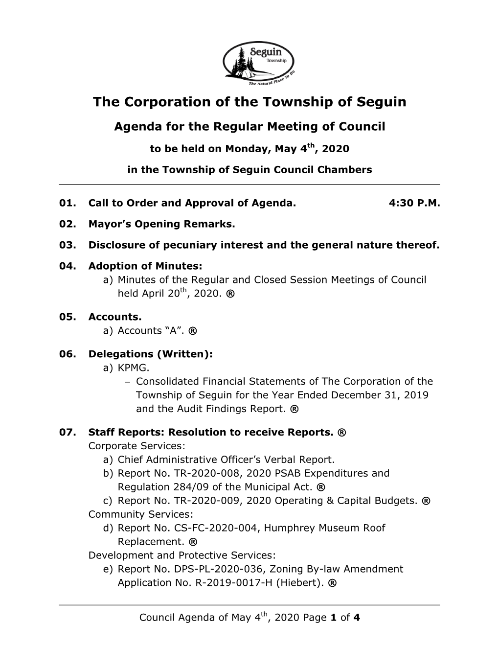 The Corporation of the Township of Seguin Audit