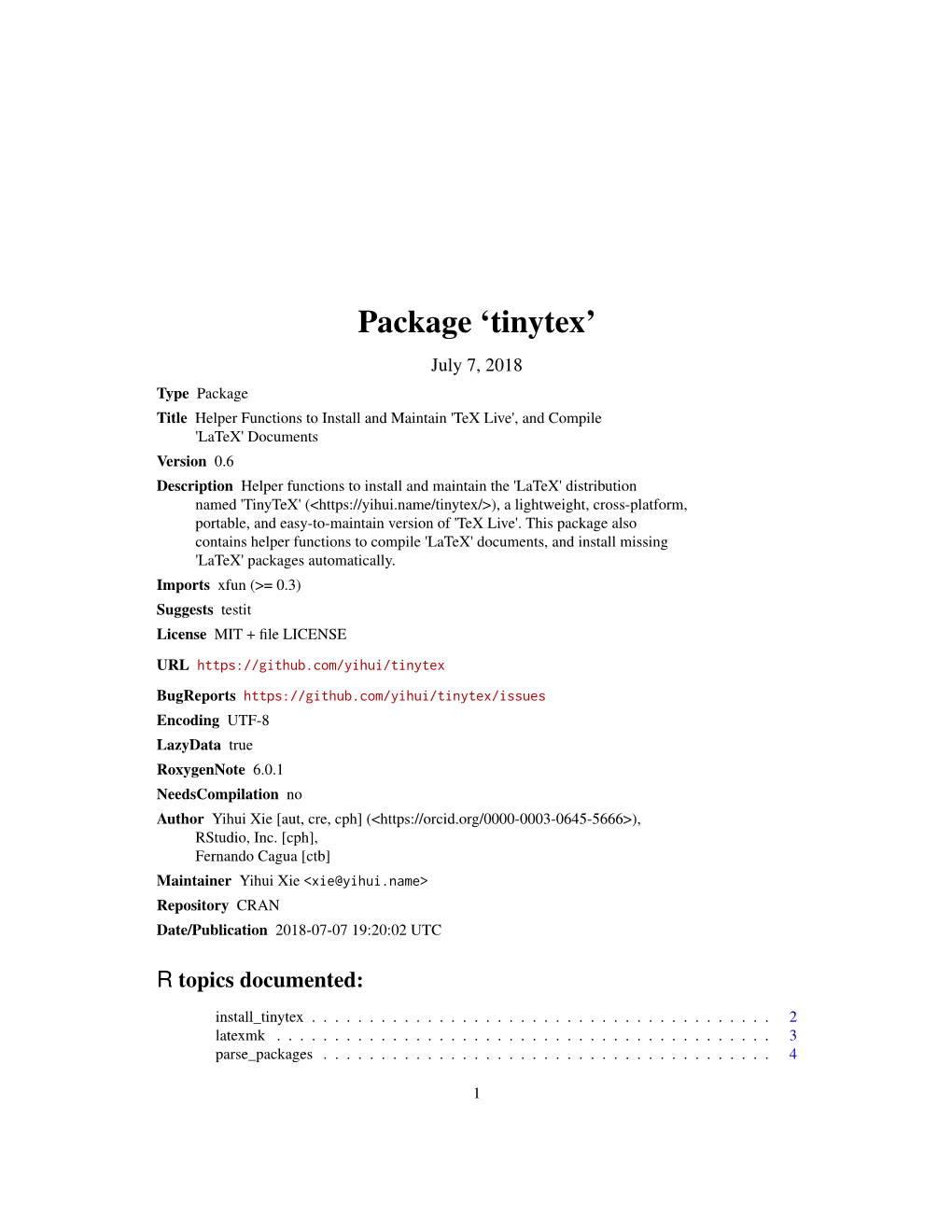 Package 'Tinytex'