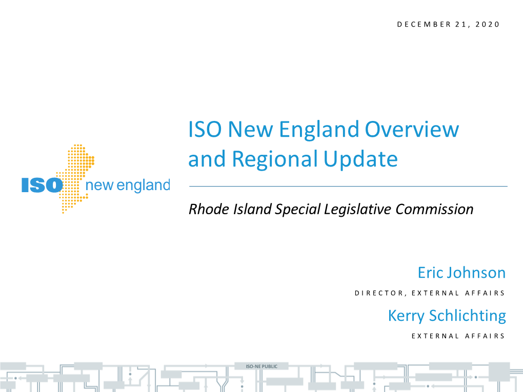 ISO New England Overview and Regional Update