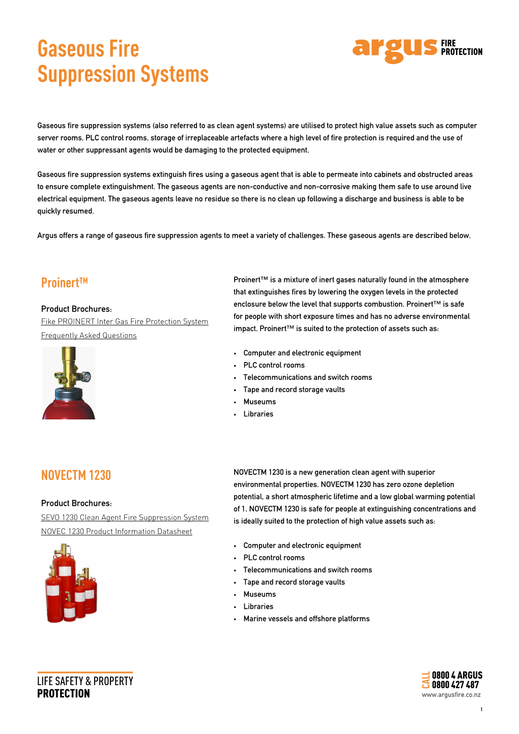 Gaseous Fire Suppression Systems