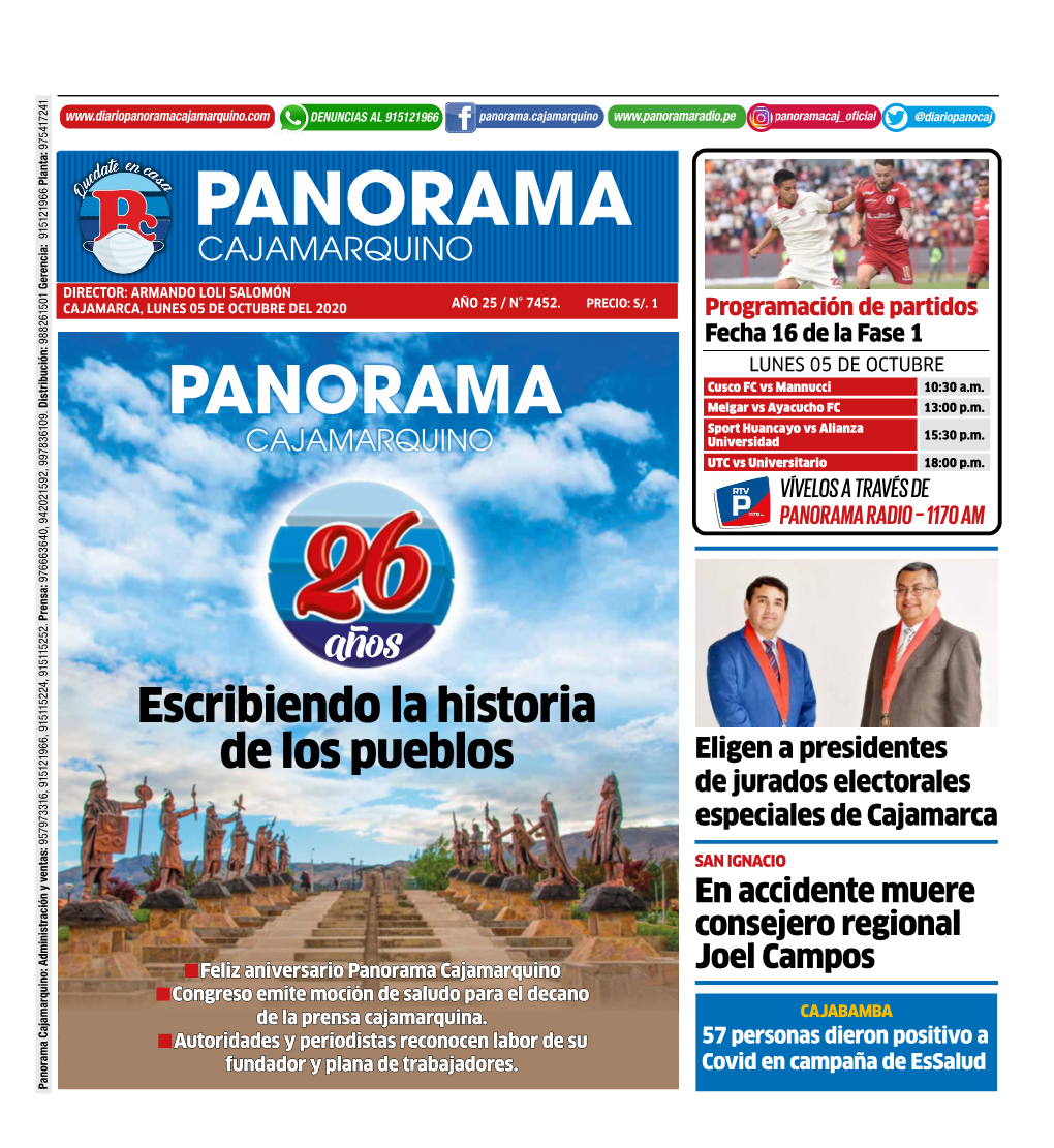 Panorama Cajamarquino Joel Campos ■Congreso Emite Moción De Saludo Para El Decano De La Prensa Cajamarquina