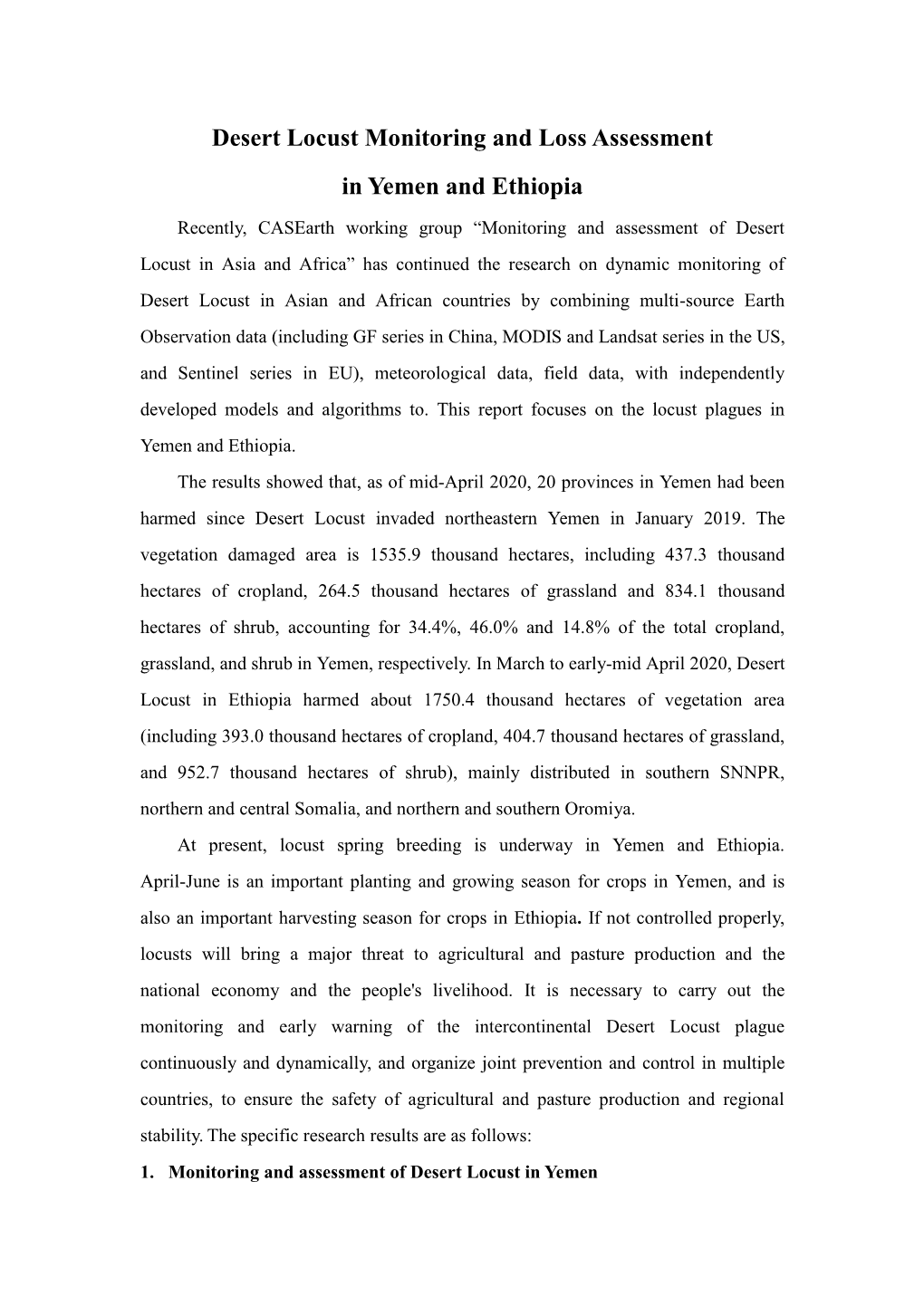 Desert Locust Disaster Monitoring and Assessment Report 5.Pdf