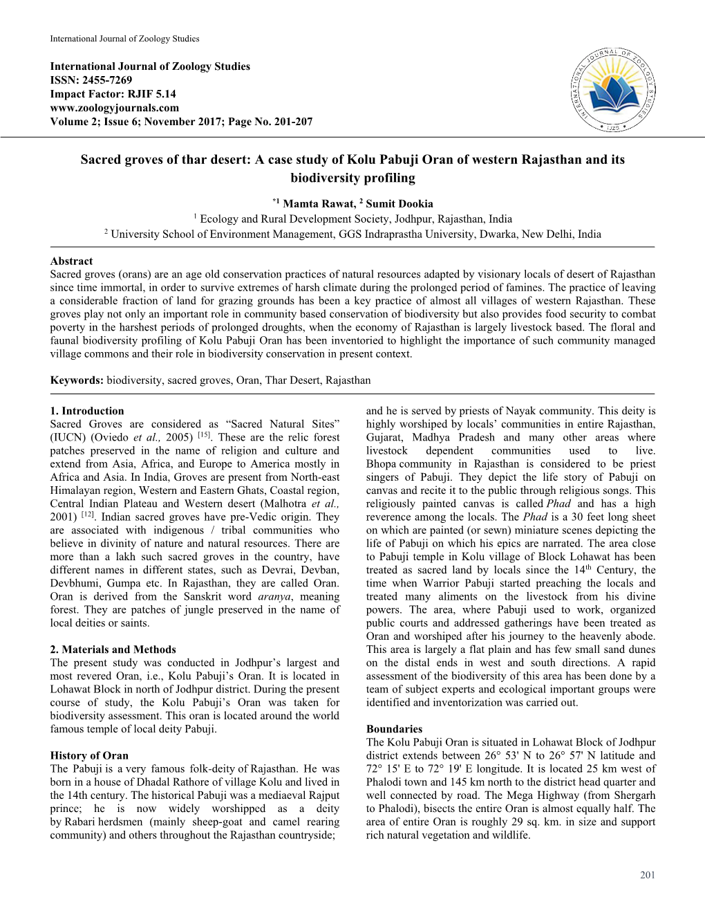 Sacred Groves of Thar Desert: a Case Study of Kolu Pabuji Oran of Western Rajasthan and Its Biodiversity Profiling