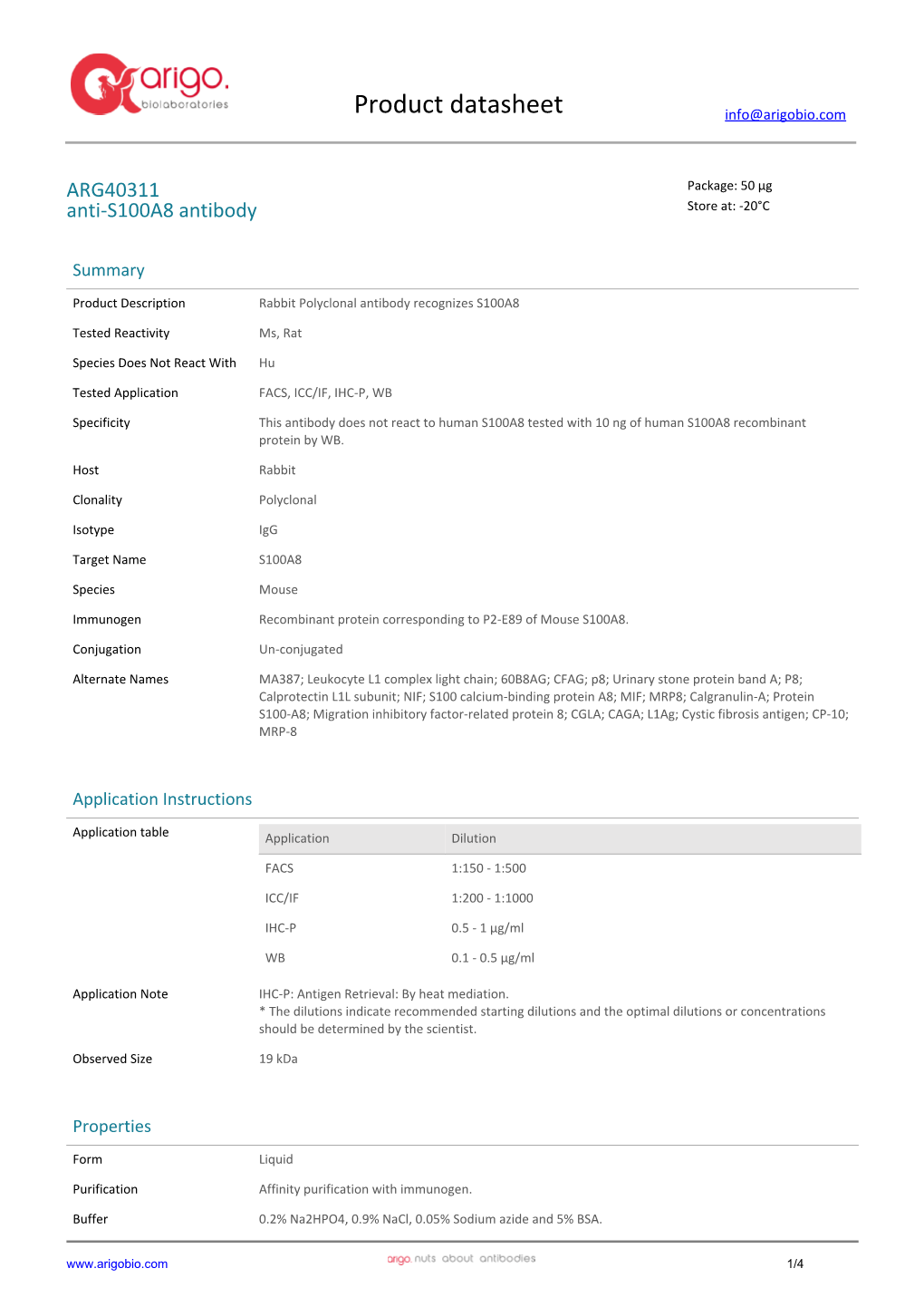 Anti-S100A8 Antibody (ARG40311)