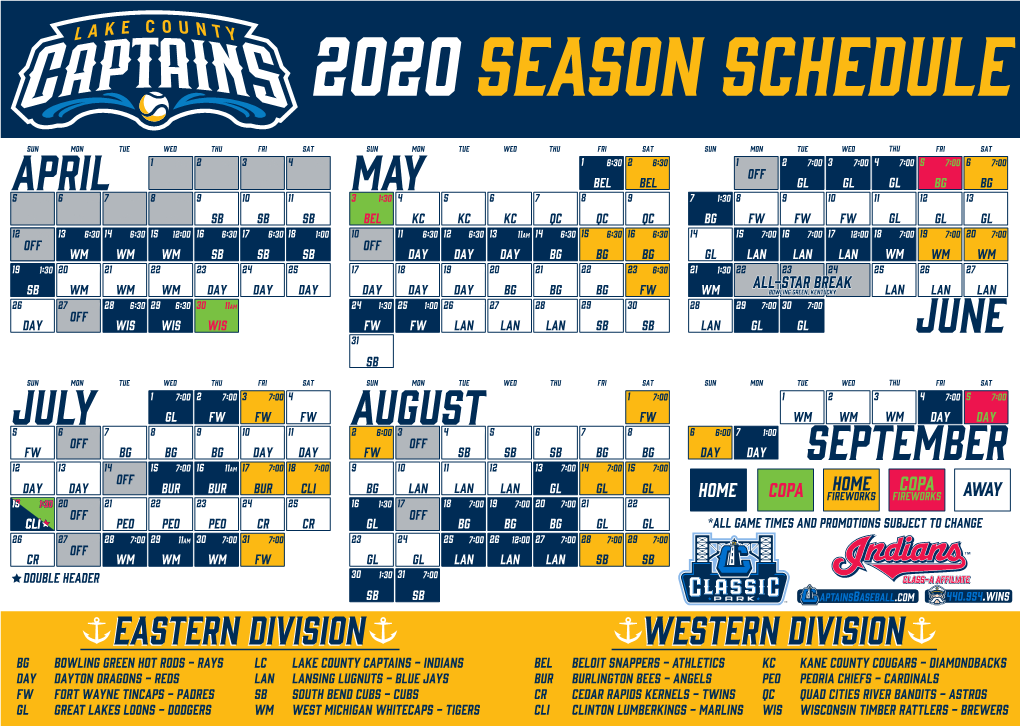 2020 Season Schedule