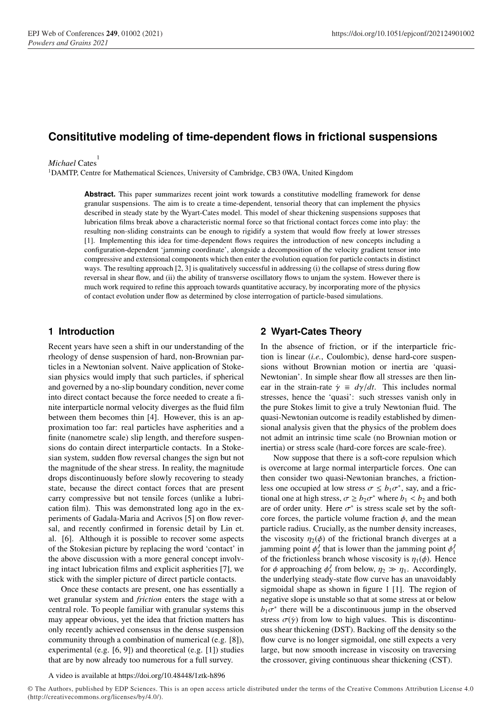 Consititutive Modeling of Time-Dependent Flows in Frictional Suspensions