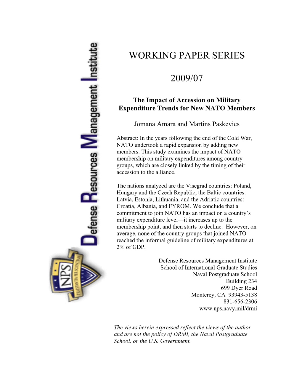 Working Paper Series 2009/07