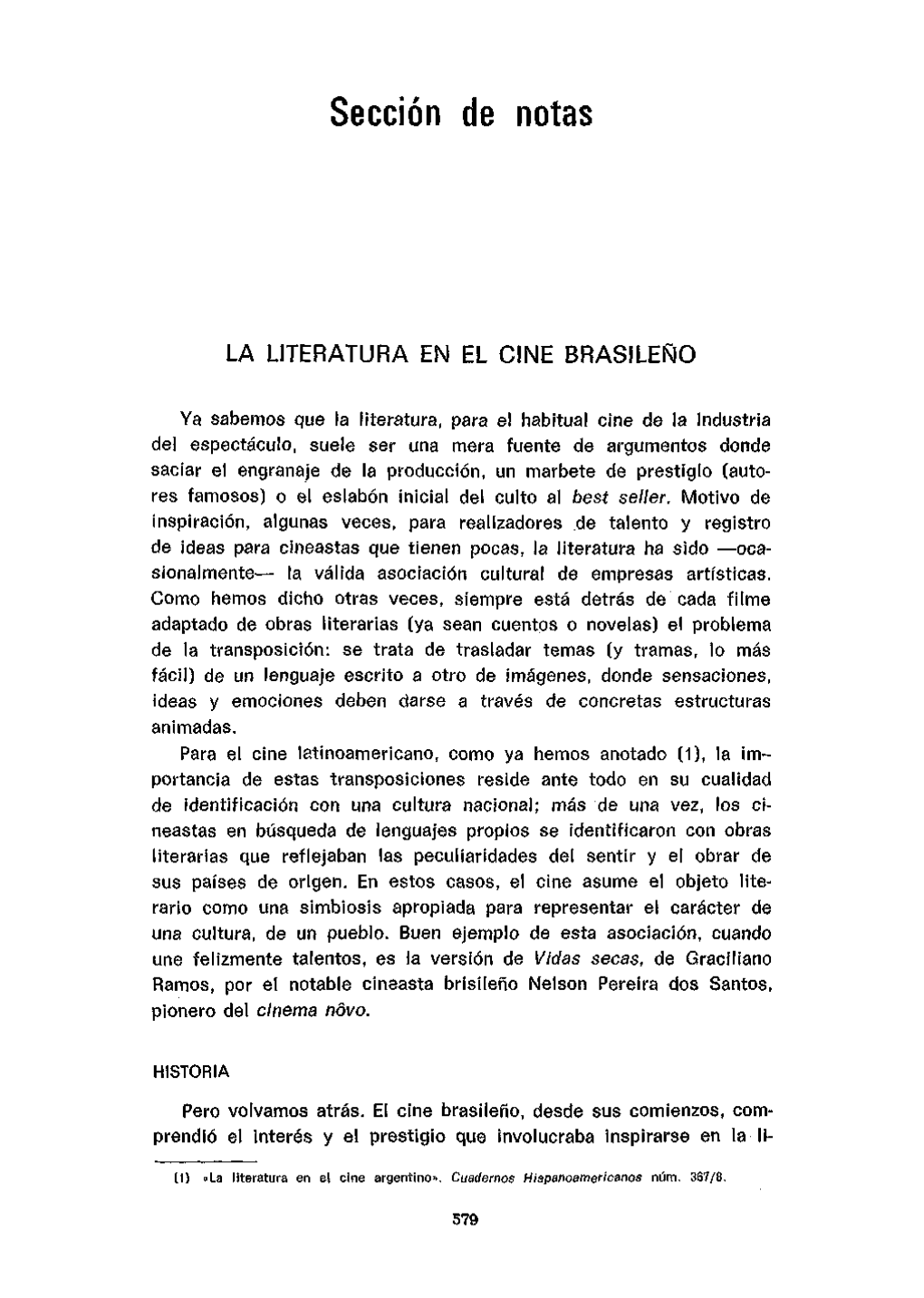 La Literatura En El Cine Brasileño