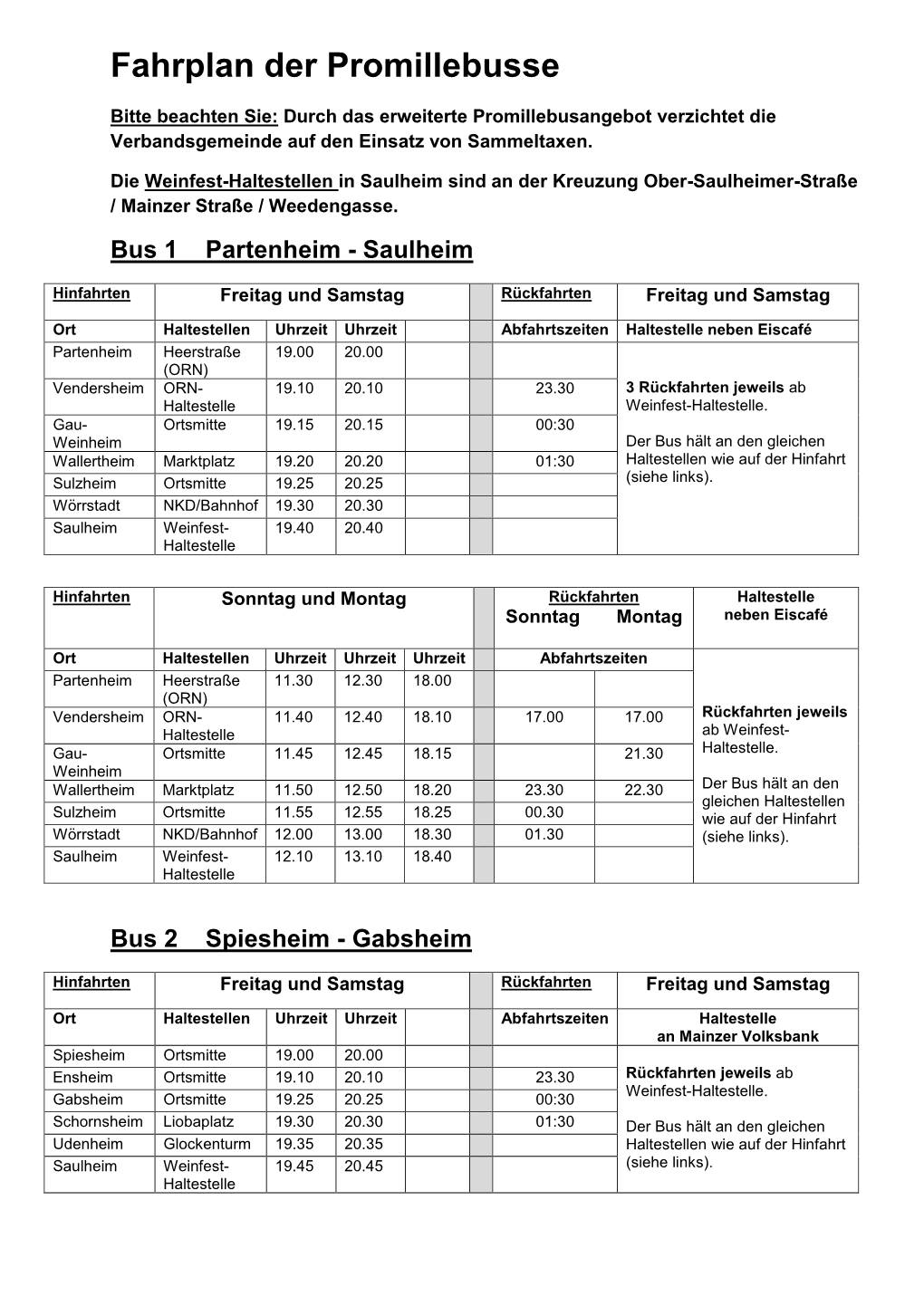 Fahrplan Der Promillebusse