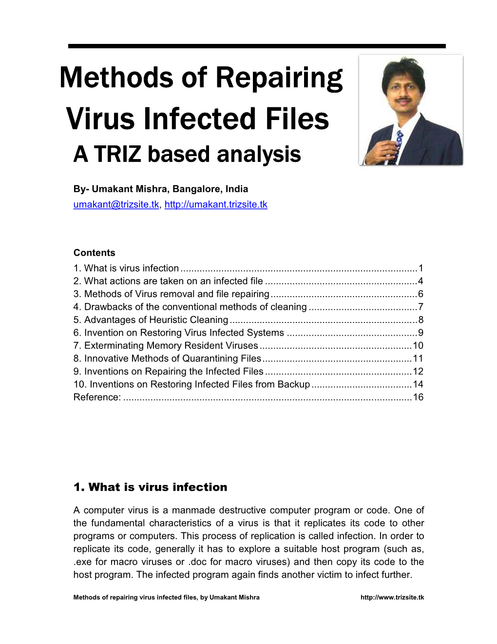 Methods of Repairing Virus-Infected Files