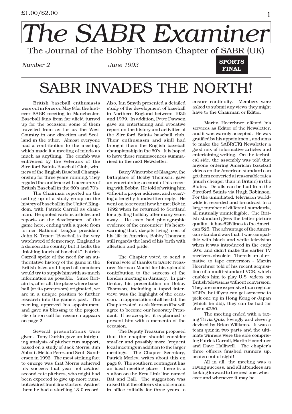 SABR UK Examiner, Issue 2