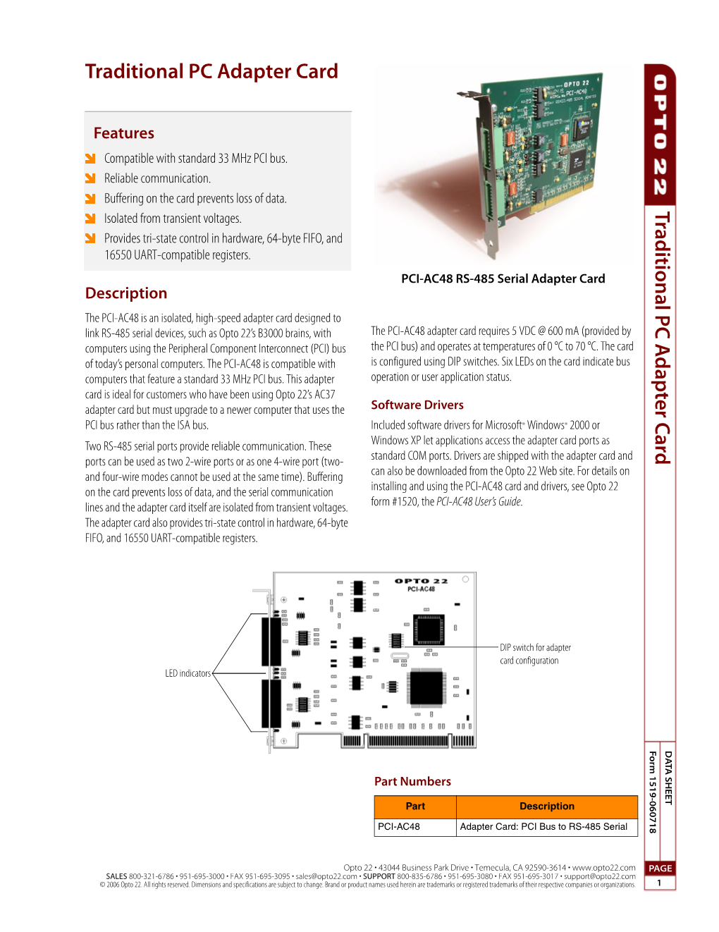 Traditional PC Adapter Card