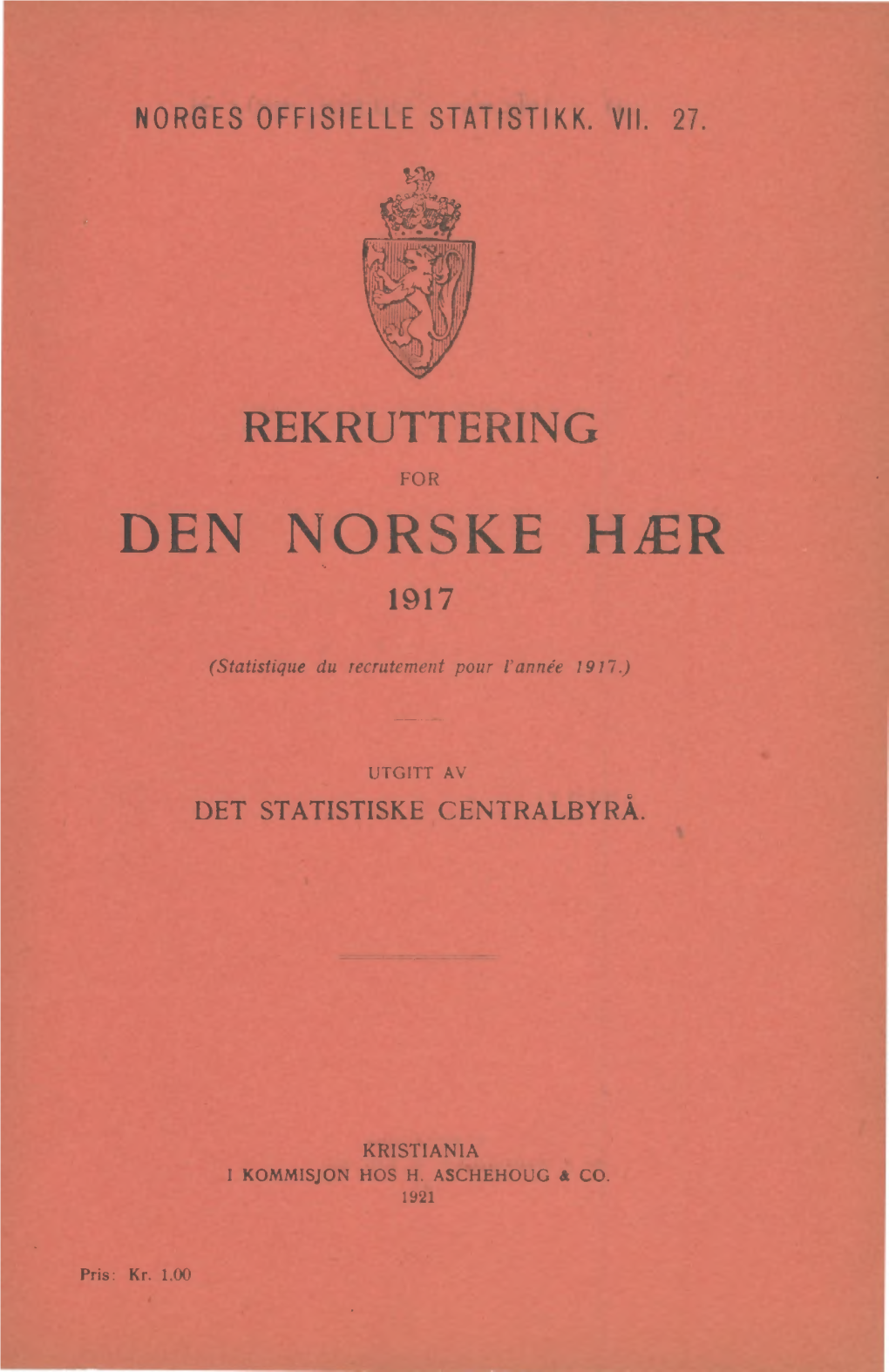 Rekruttering for Den Norske Hær 1917