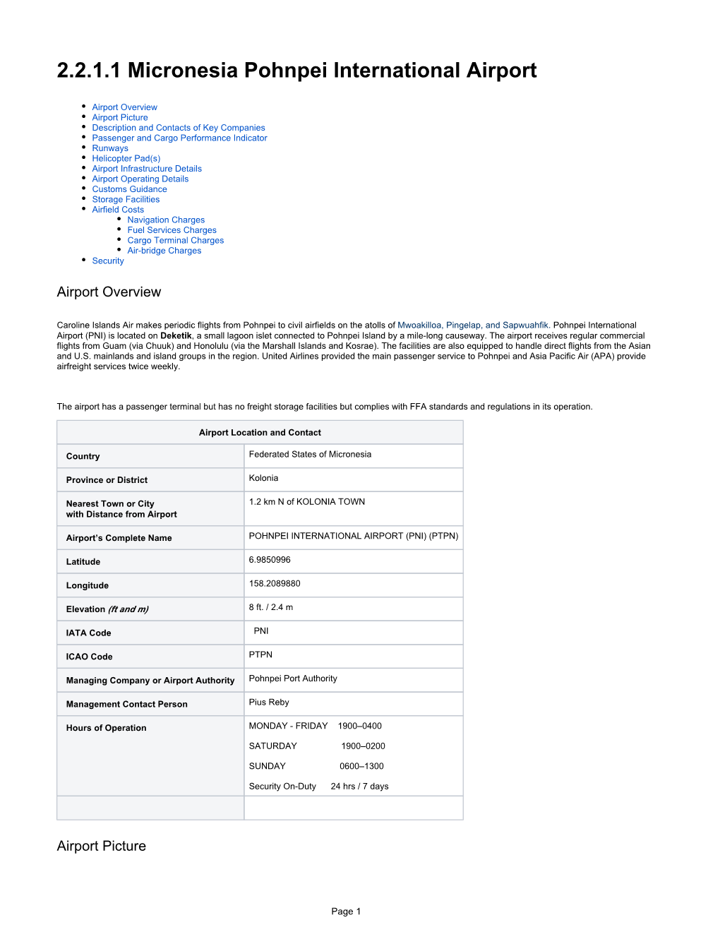 2.2.1.1 Micronesia Pohnpei International Airport