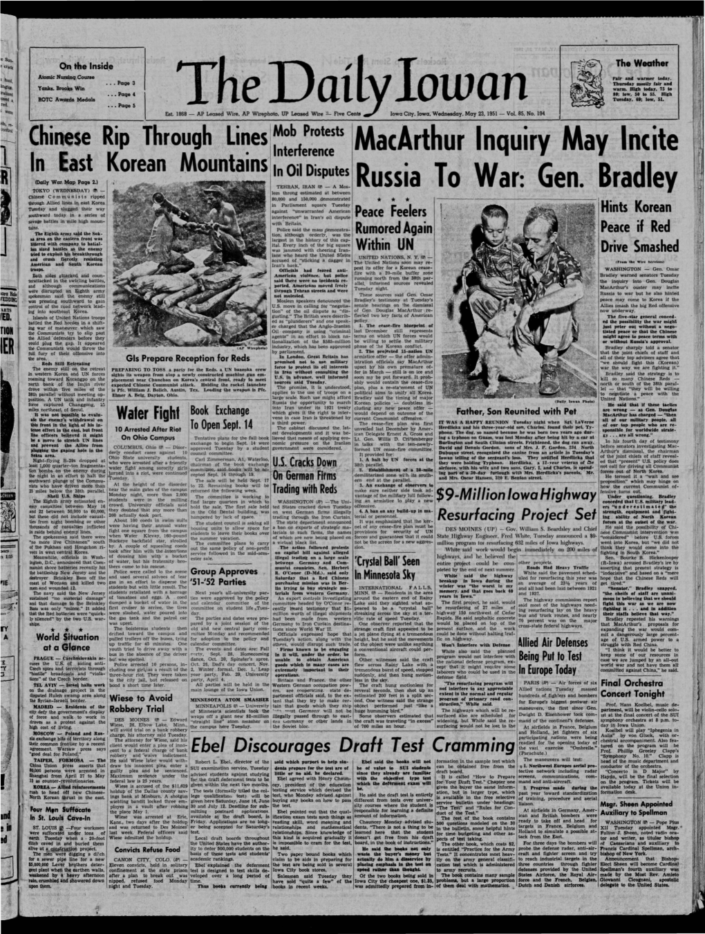 Daily Iowan (Iowa City, Iowa), 1951-05-23