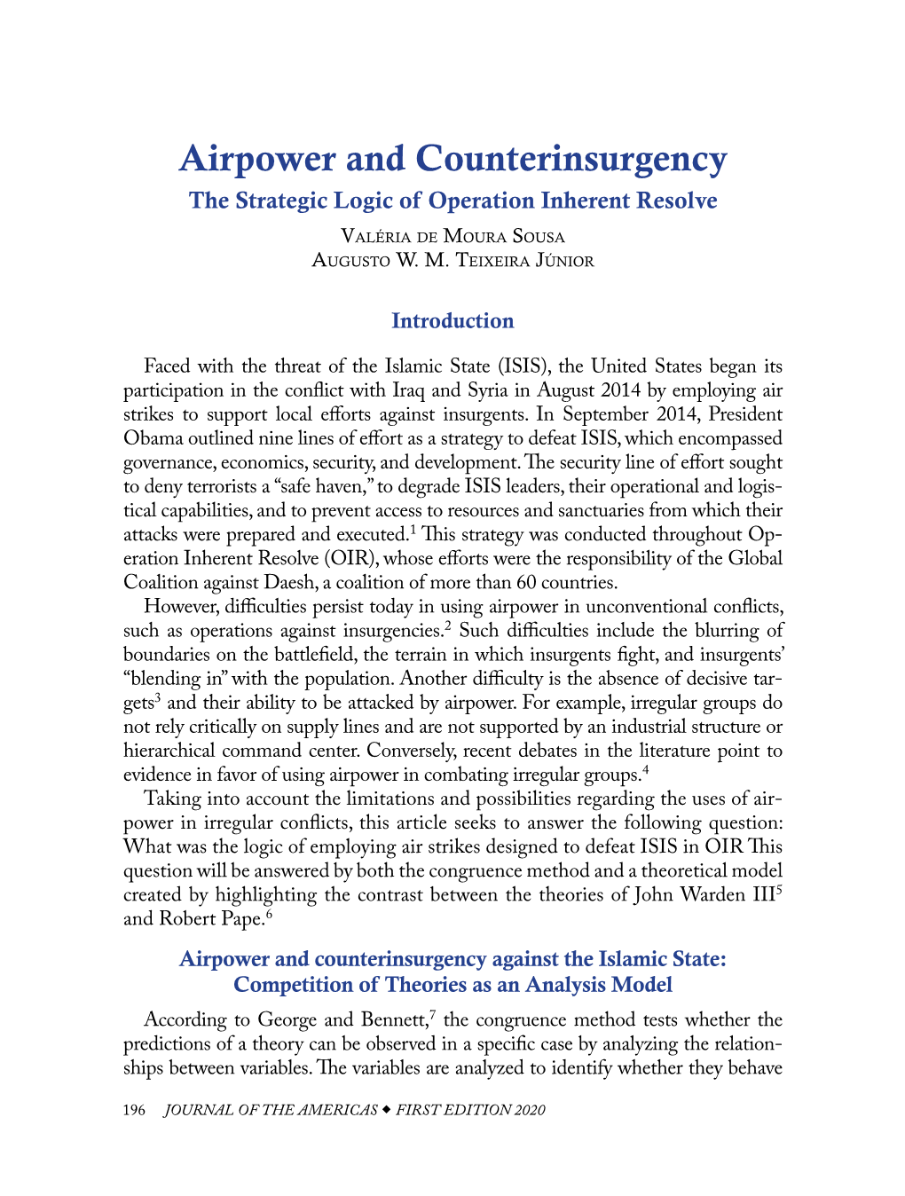 Airpower and Counterinsurgency the Strategic Logic of Operation Inherent Resolve