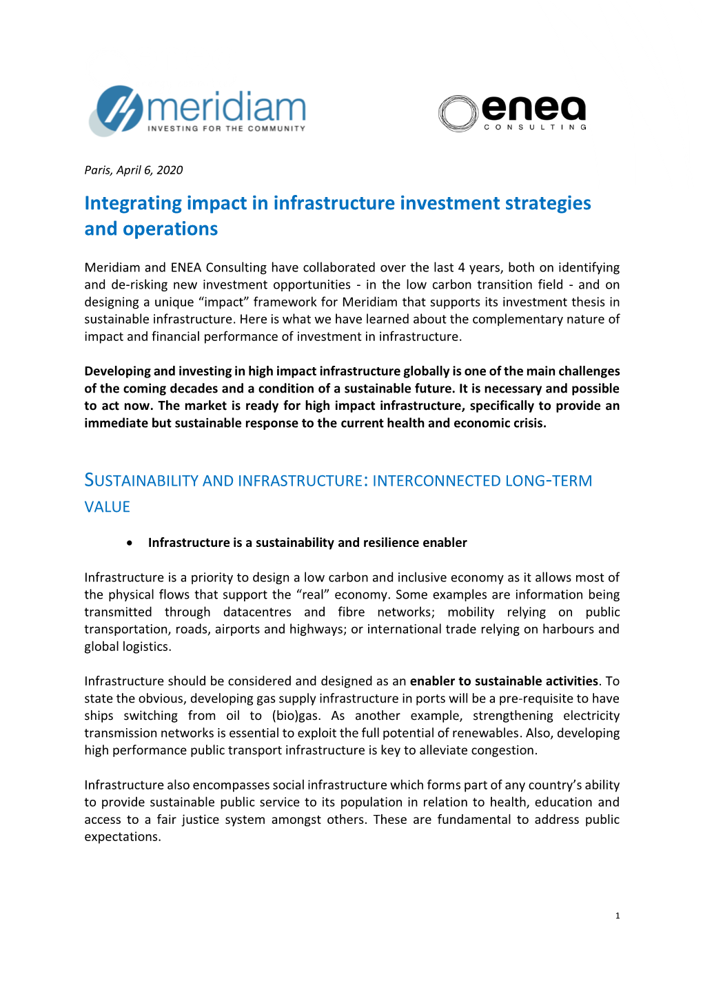 Meridiam – Integrating Impact in Infrastructure Investment Strategies and Operations