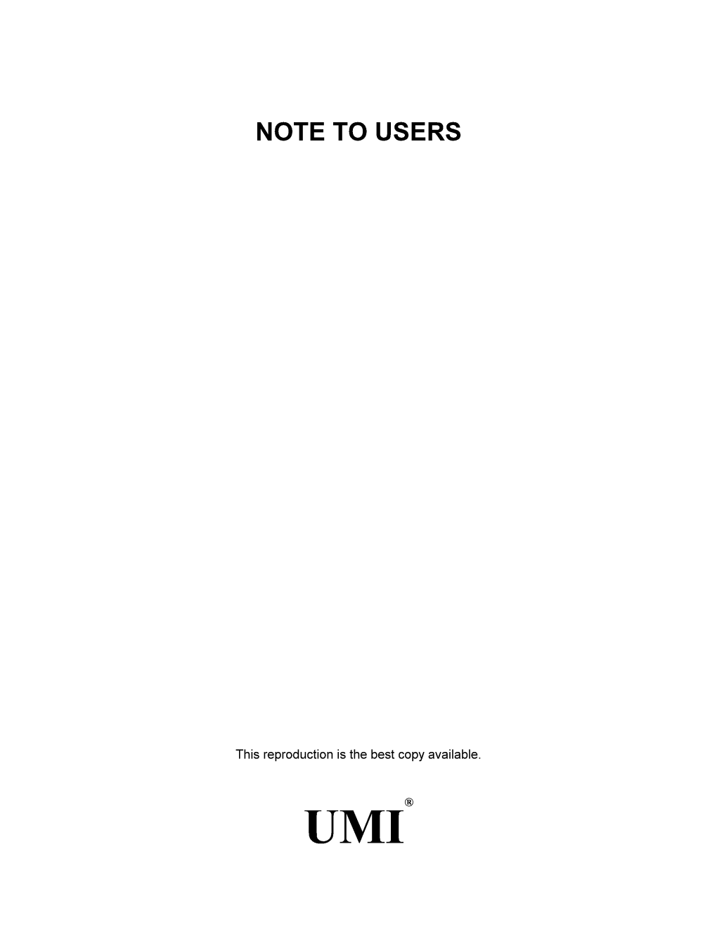 Note to Users