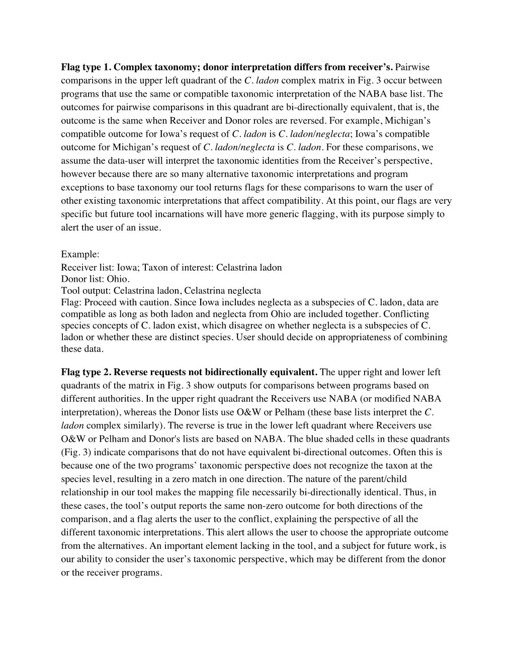 Flag Type 1. Complex Taxonomy; Donor Interpretation Differs from Receiver's