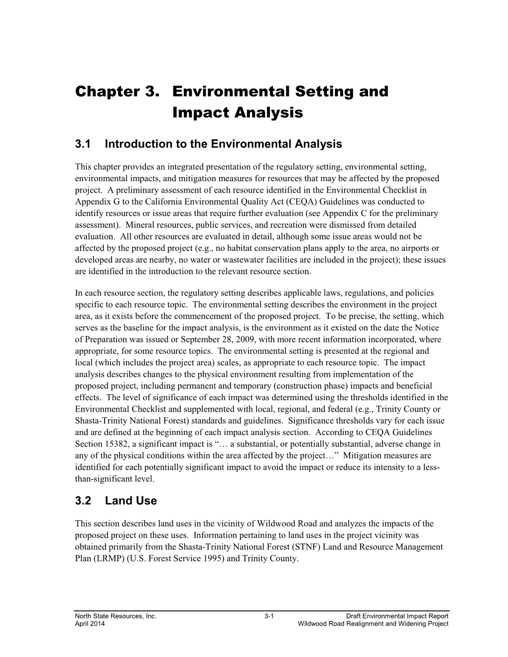 Chapter 3. Environmental Setting and Impact Analysis