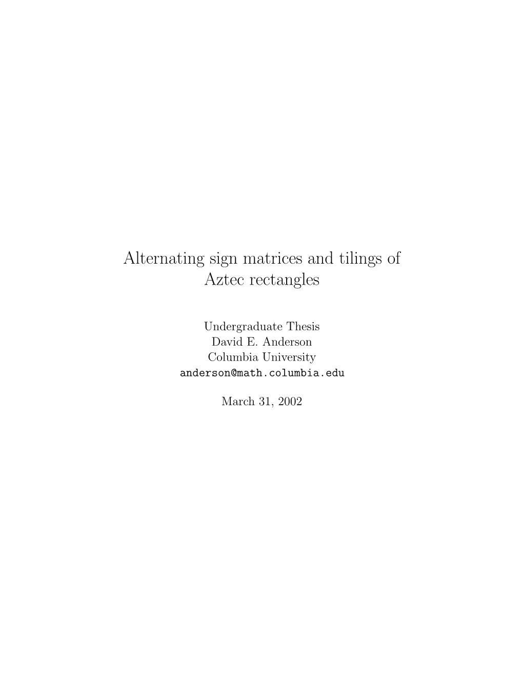 Alternating Sign Matrices and Tilings of Aztec Rectangles