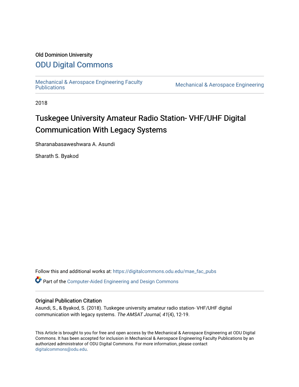 Tuskegee University Amateur Radio Station- VHF/UHF Digital Communication with Legacy Systems