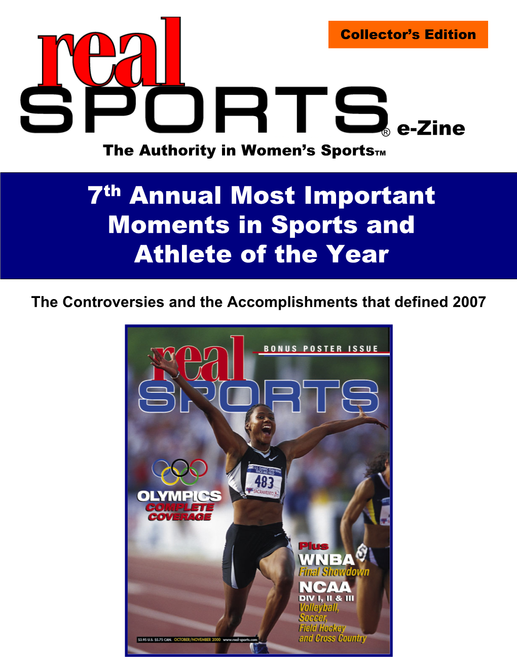 7Th Annual Most Important Moments in Sports and Athlete of the Year