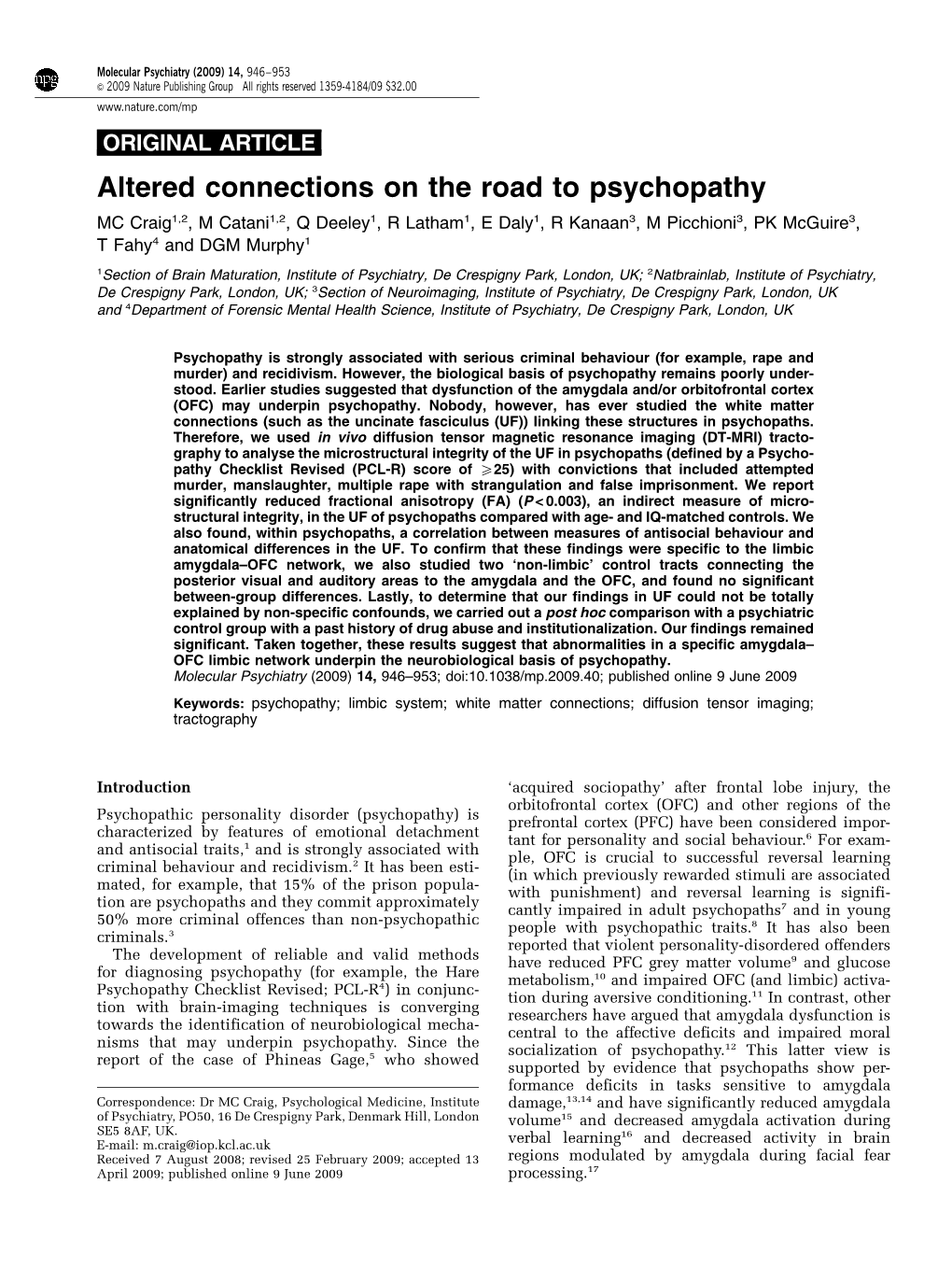 Altered Connections on the Road to Psychopathy