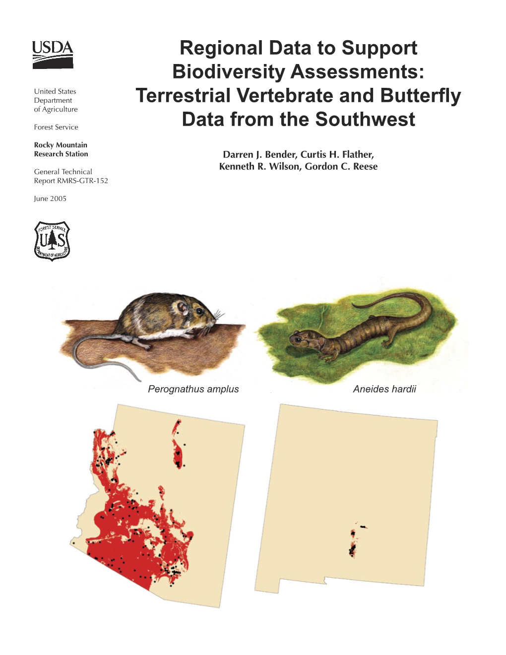 Regional Data to Support Biodiversity Assessments: Terrestrial Vertebrate and Butterﬂy Data from the Southwest
