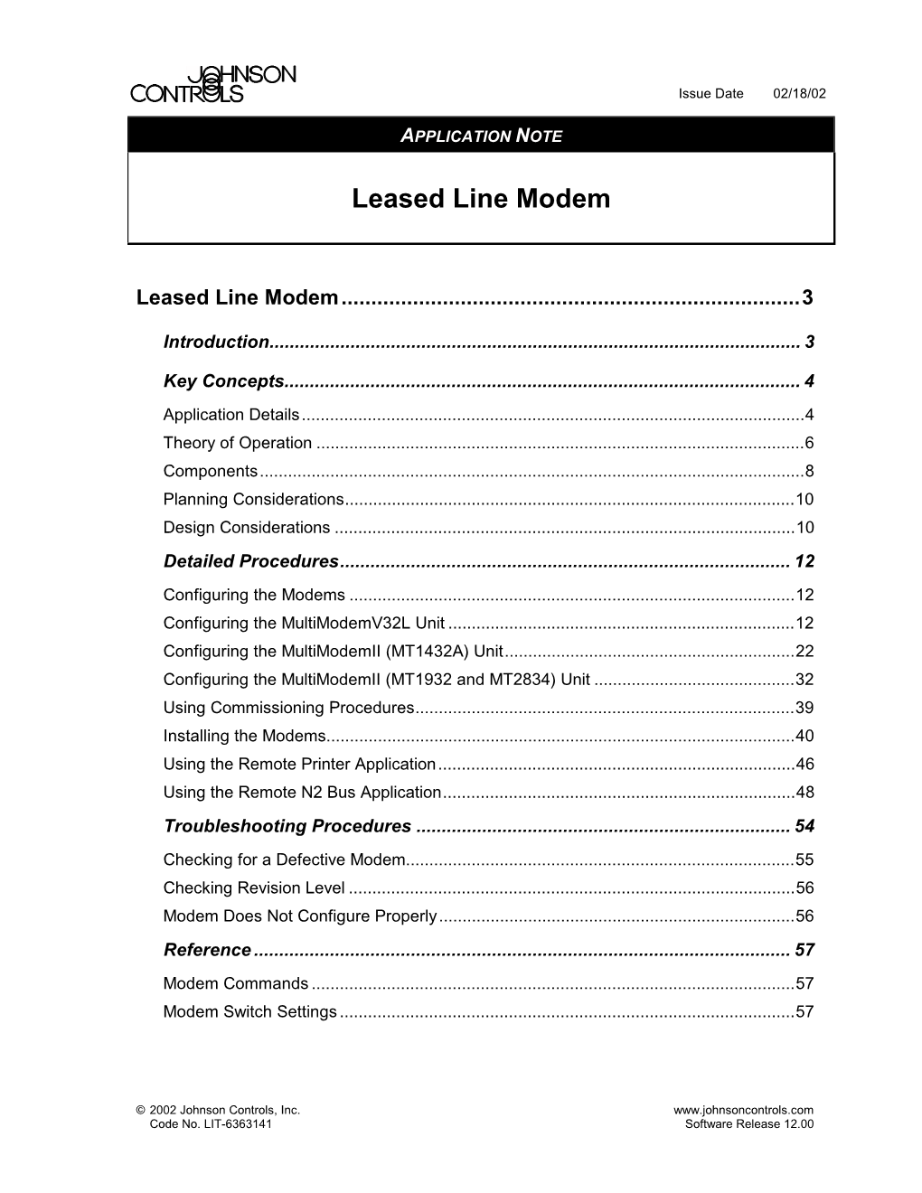 Leased Line Modem Application Note