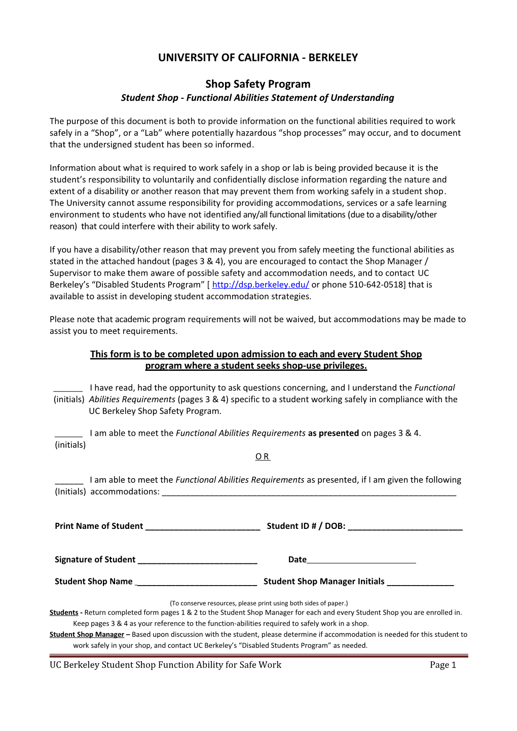 Functional Abilities Machine Tool Operation PT