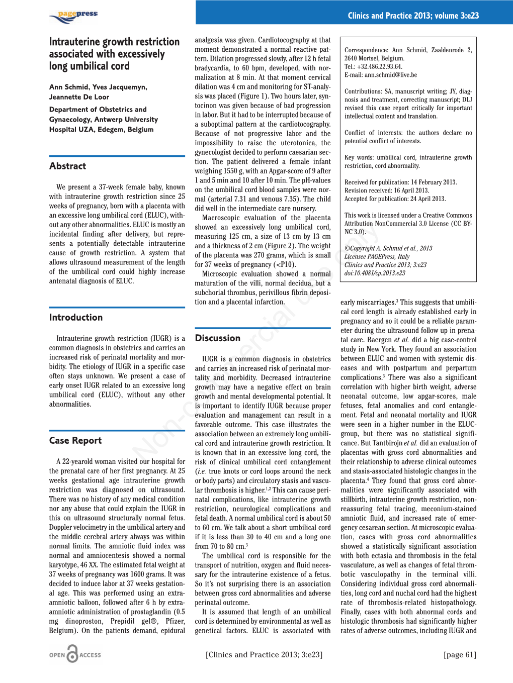 Intrauterine Growth Restriction Associated with Excessively Long