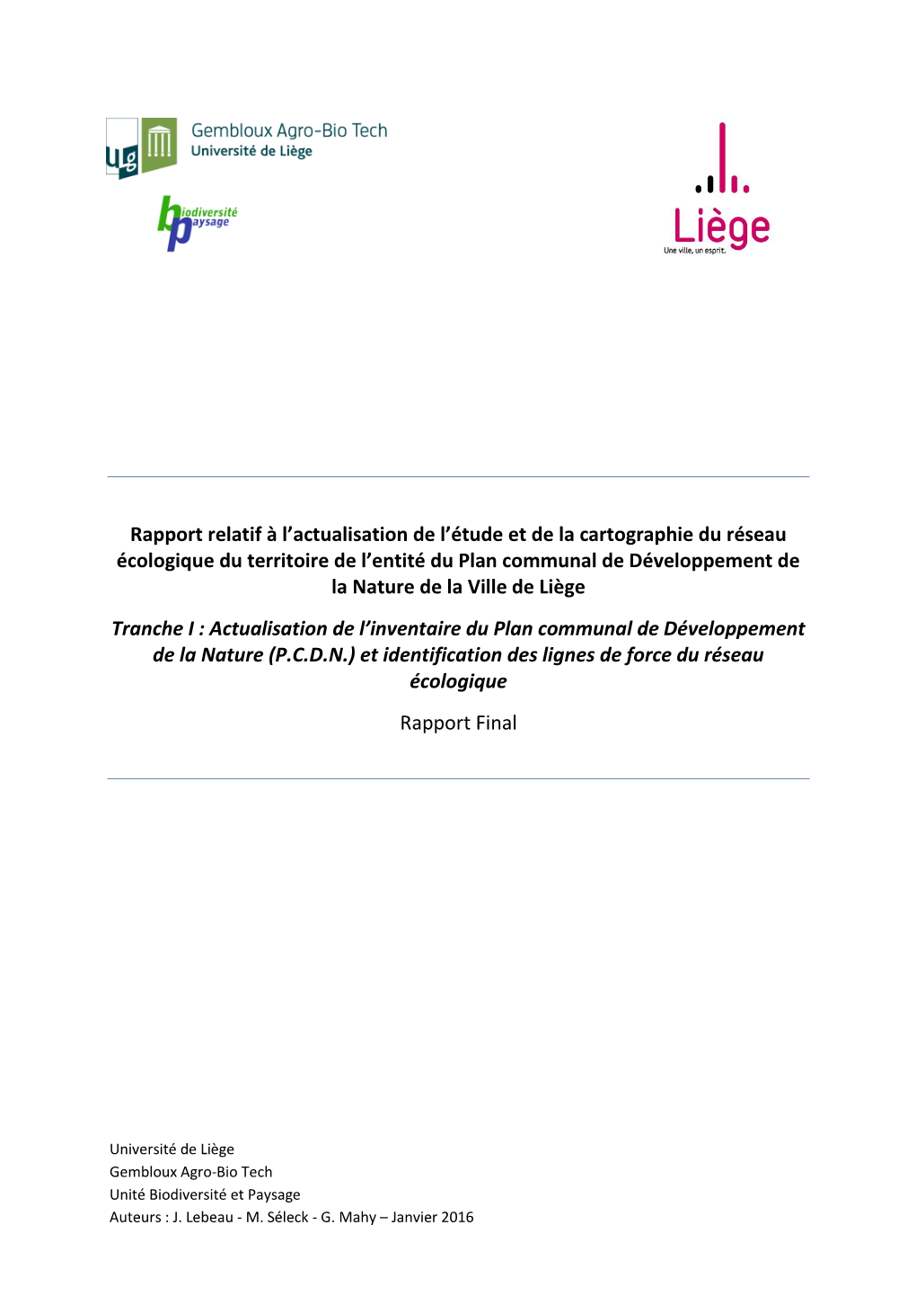 Rapport Actualisation