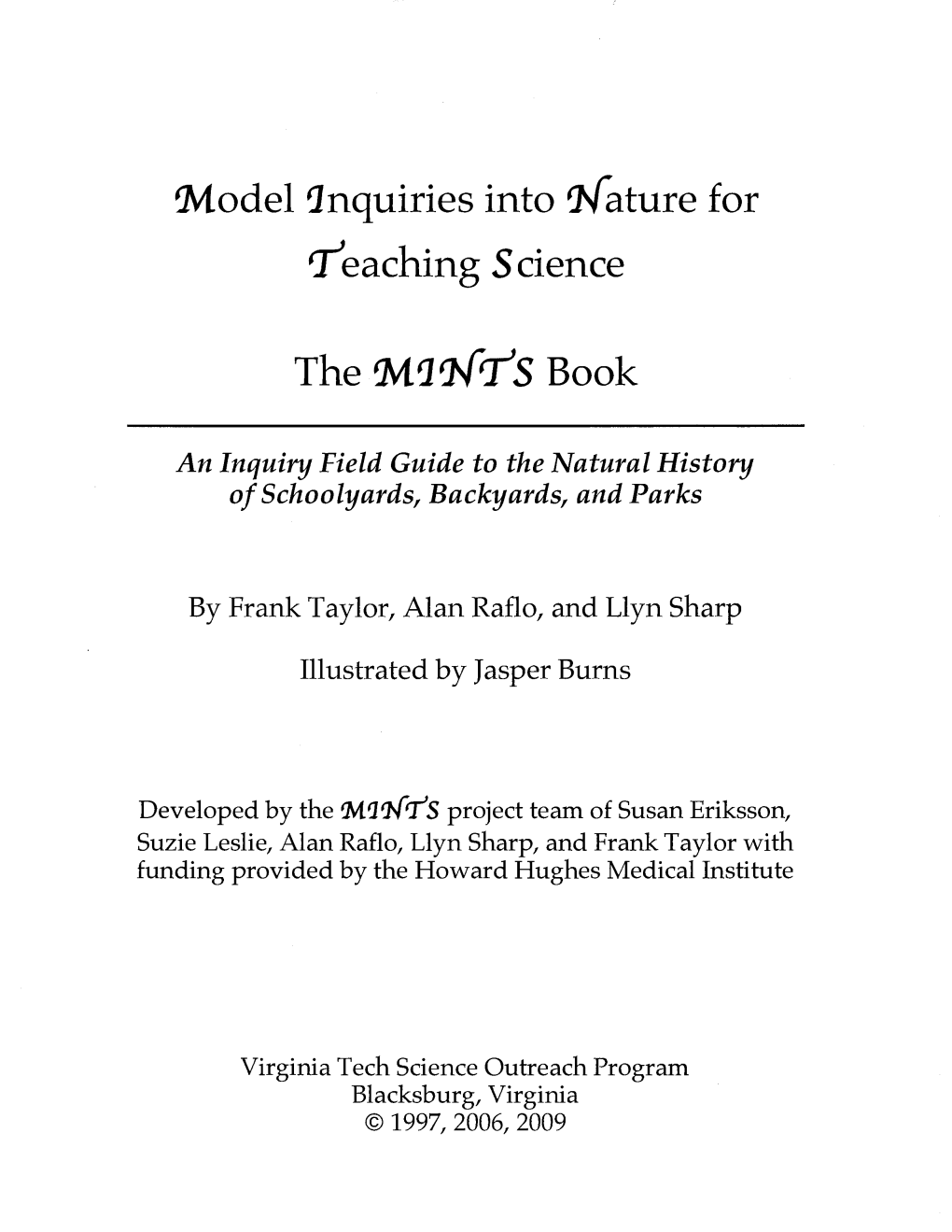 The MINTS Book (Model Inquiries Into Nature for Teaching Science)