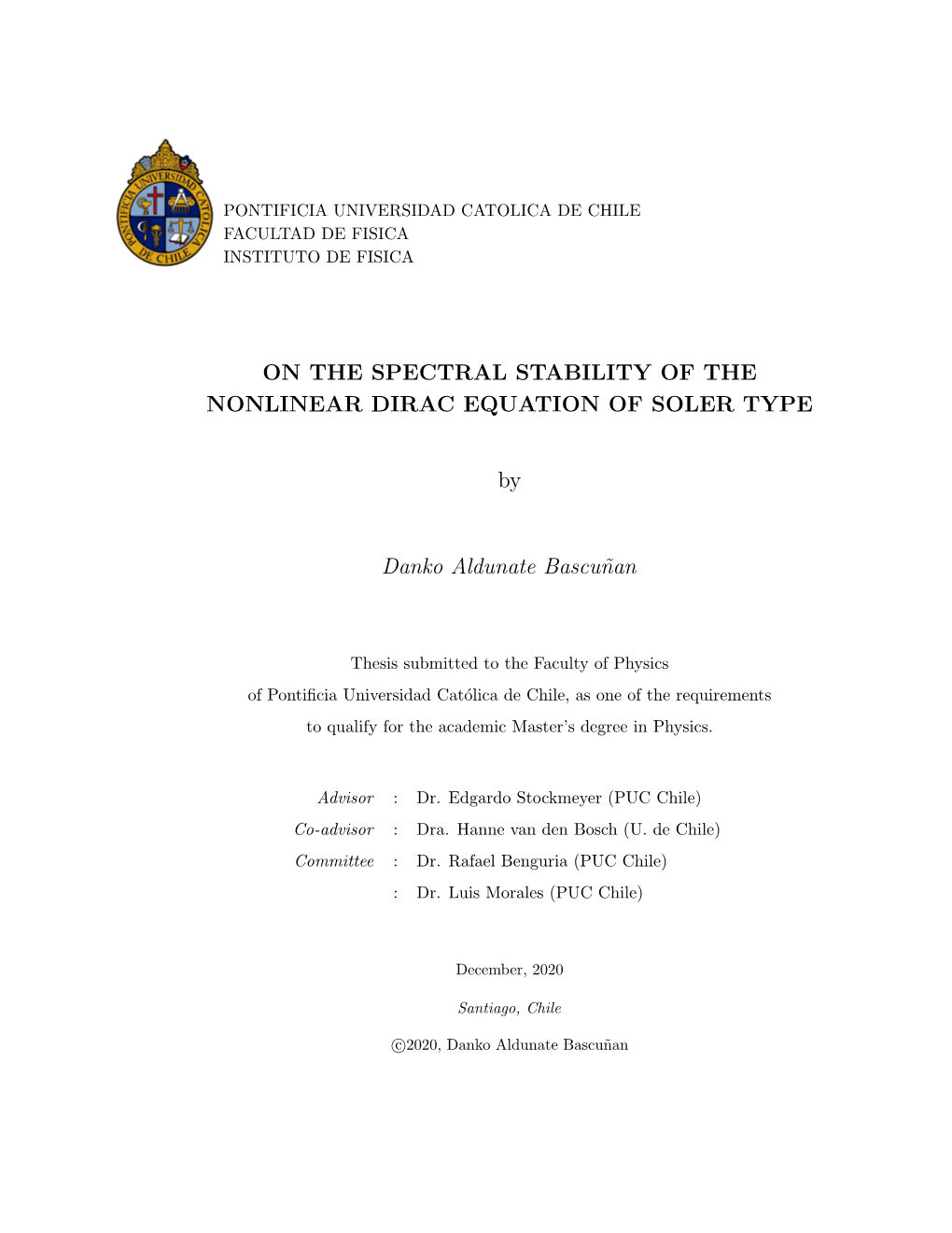 On the Spectral Stability of the Nonlinear Dirac Equation of Soler Type