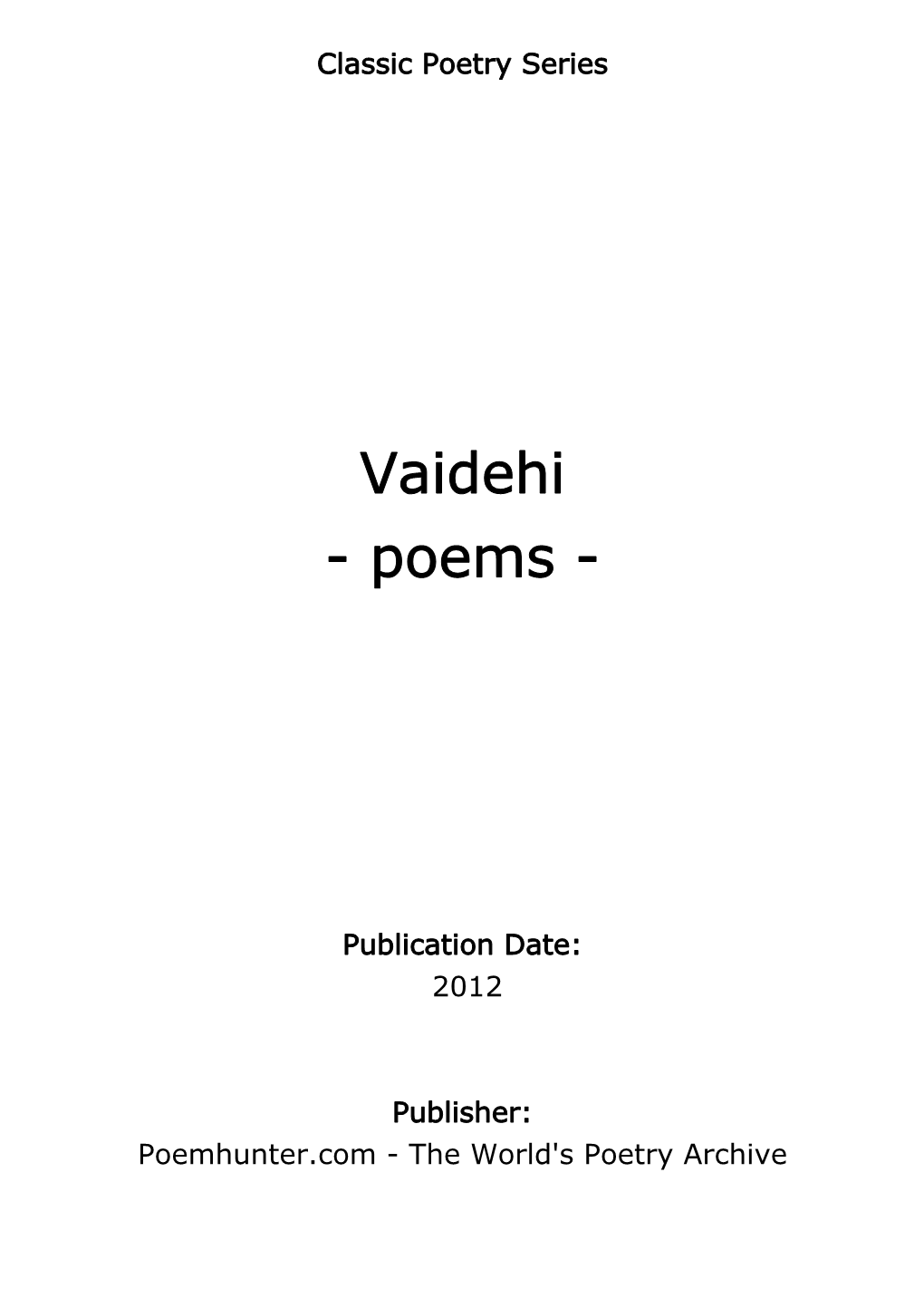 Vaidehi - Poems