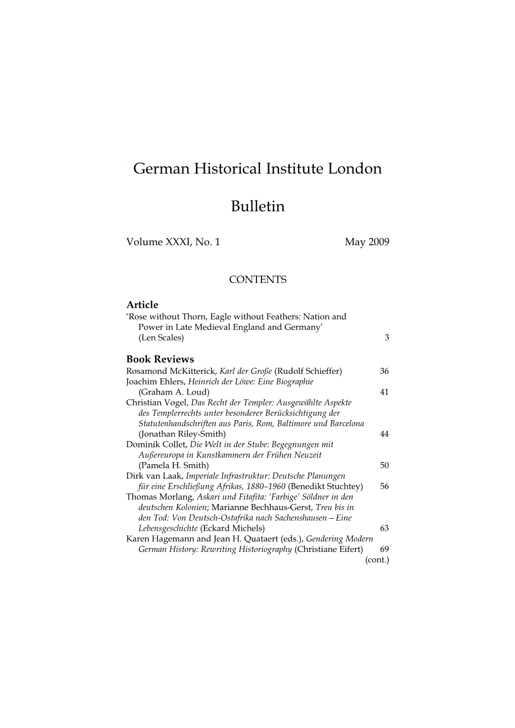 German Historical Institute London Bulletin, Issue 1 (Spring, 1979)–