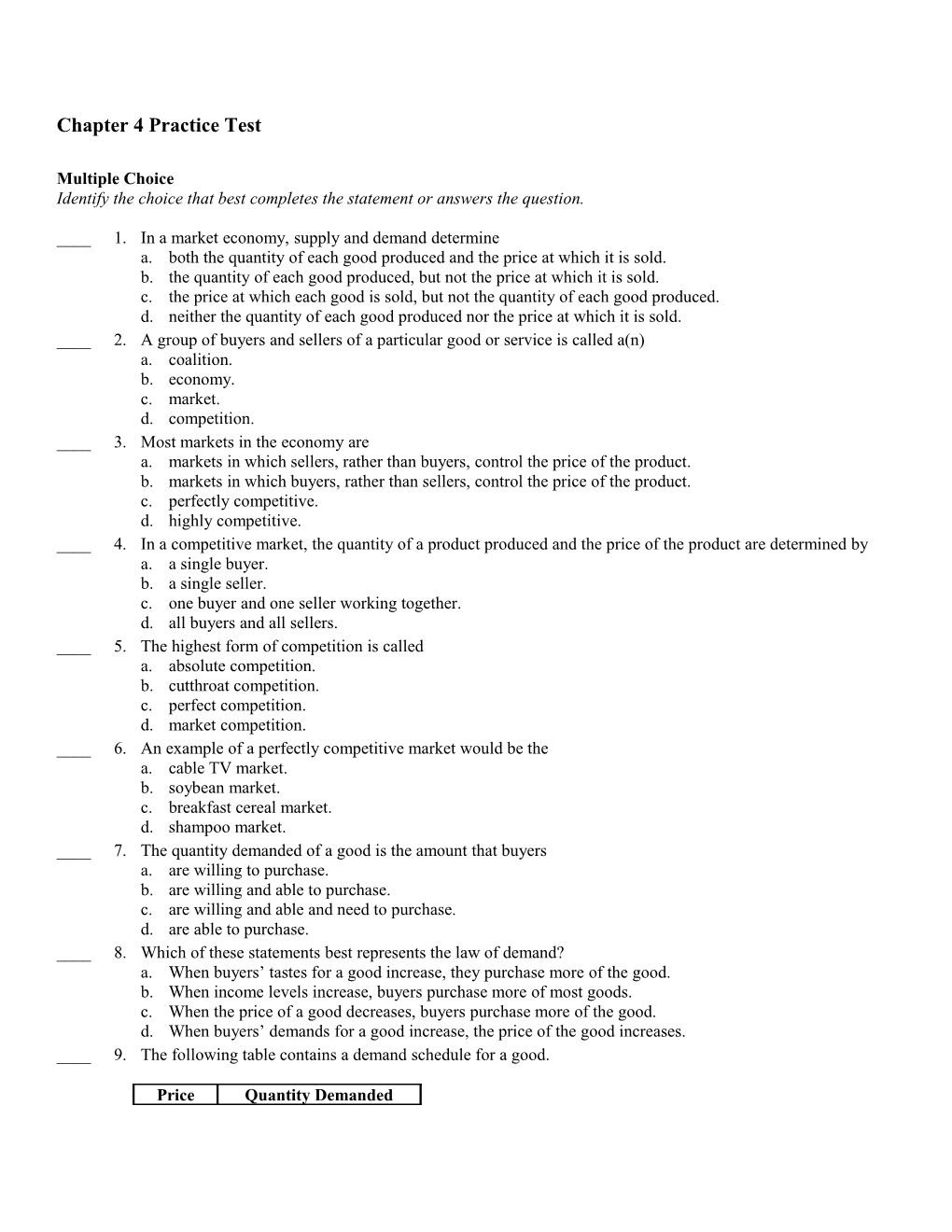 Chapter 4 Practice Test