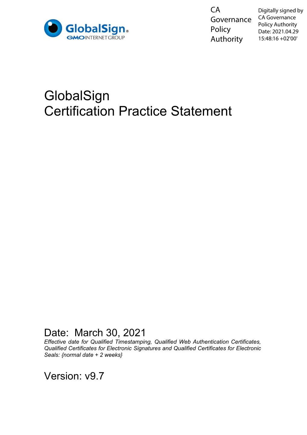 Globalsign Certification Practice Statement