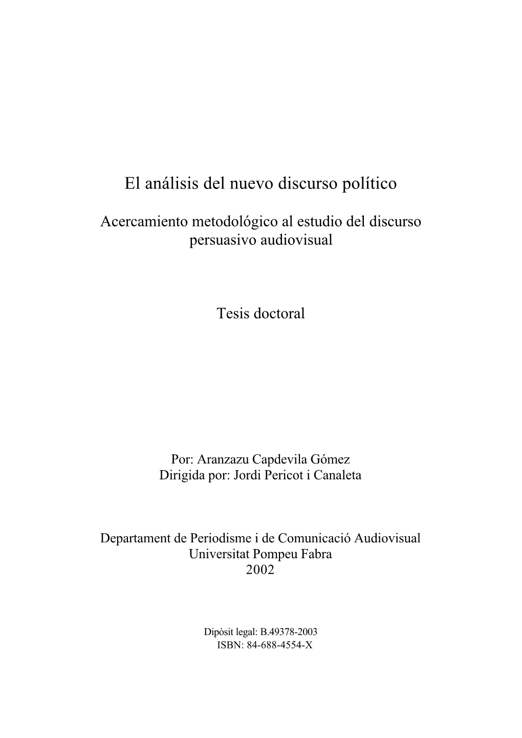 El Análisis Del Nuevo Discurso Político