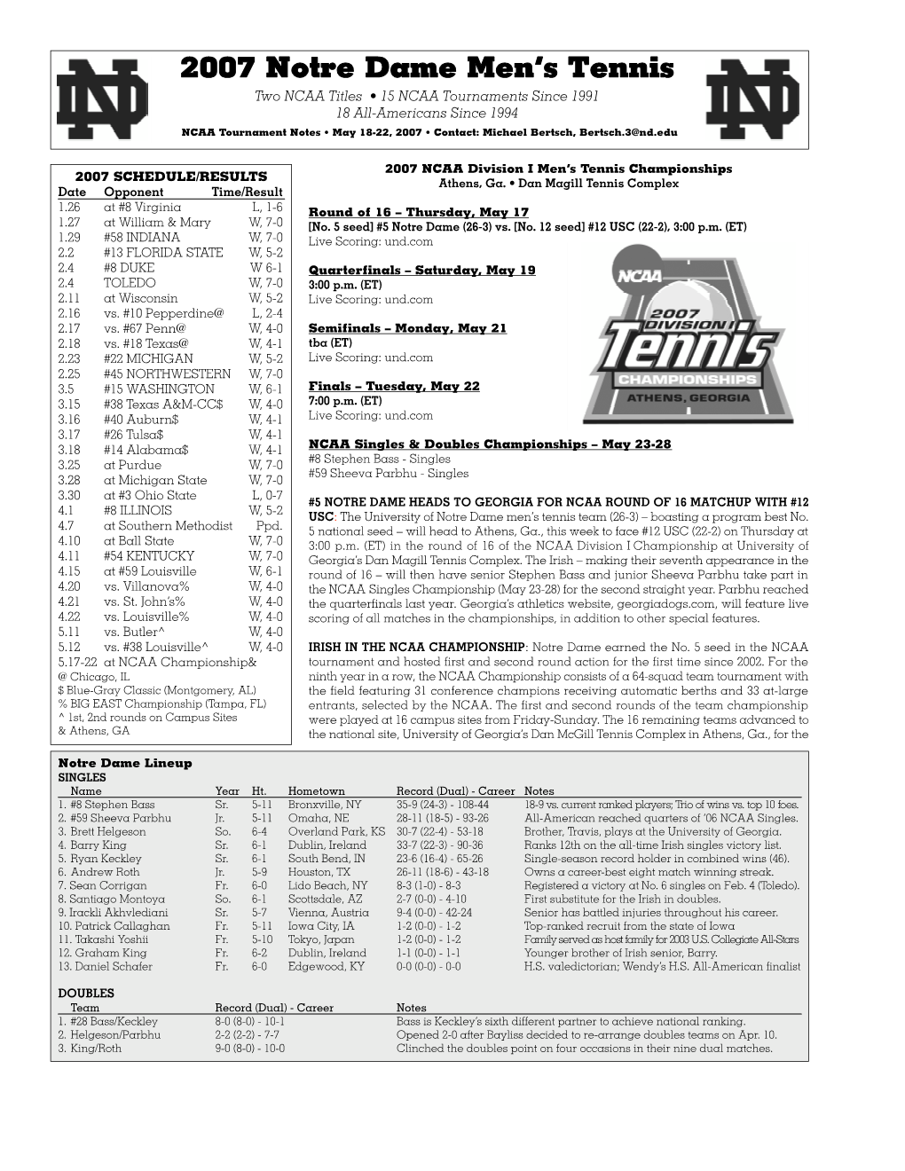 Men NCAA Notes Round of 16