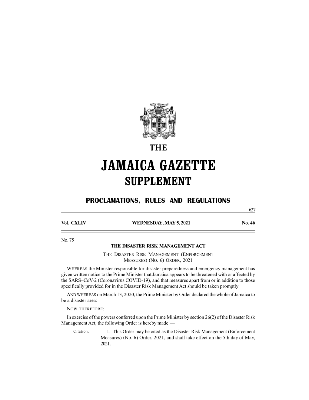 Jamaica Gazette Supplement