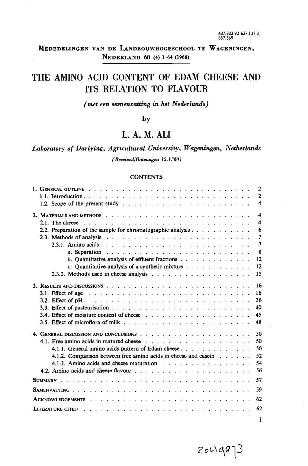 The Amino Acid Content of Edam Cheese and Its Relation to Flavour