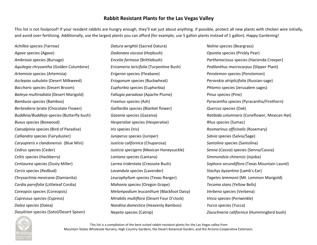 Rabbit Resistant Plants for the Las Vegas Valley