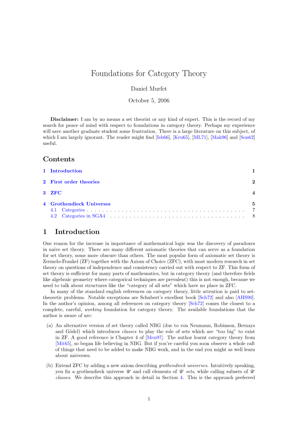 Foundations for Category Theory