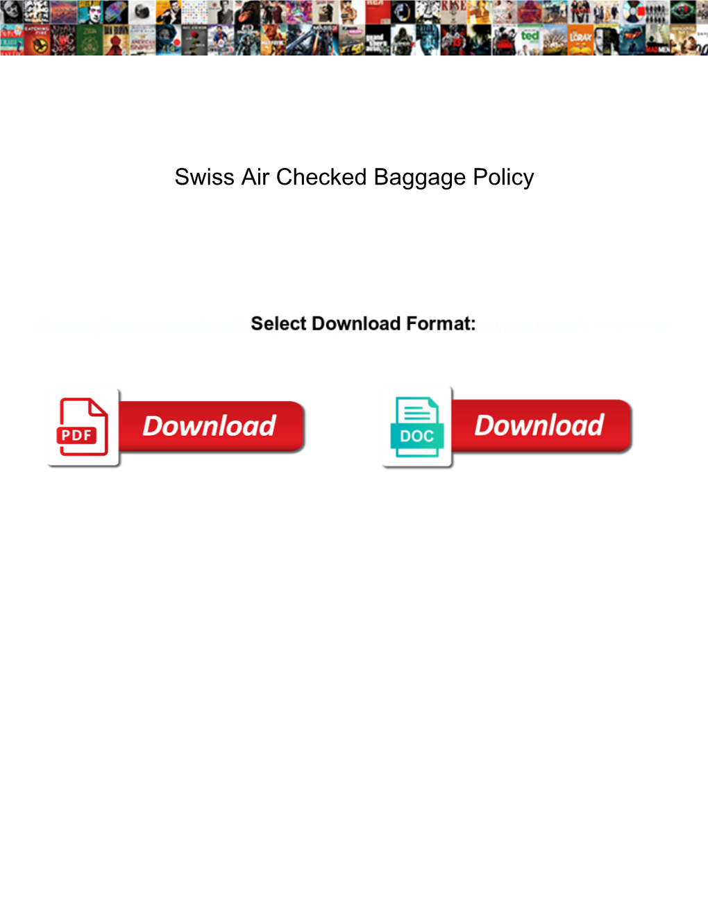 Swiss Air Checked Baggage Policy