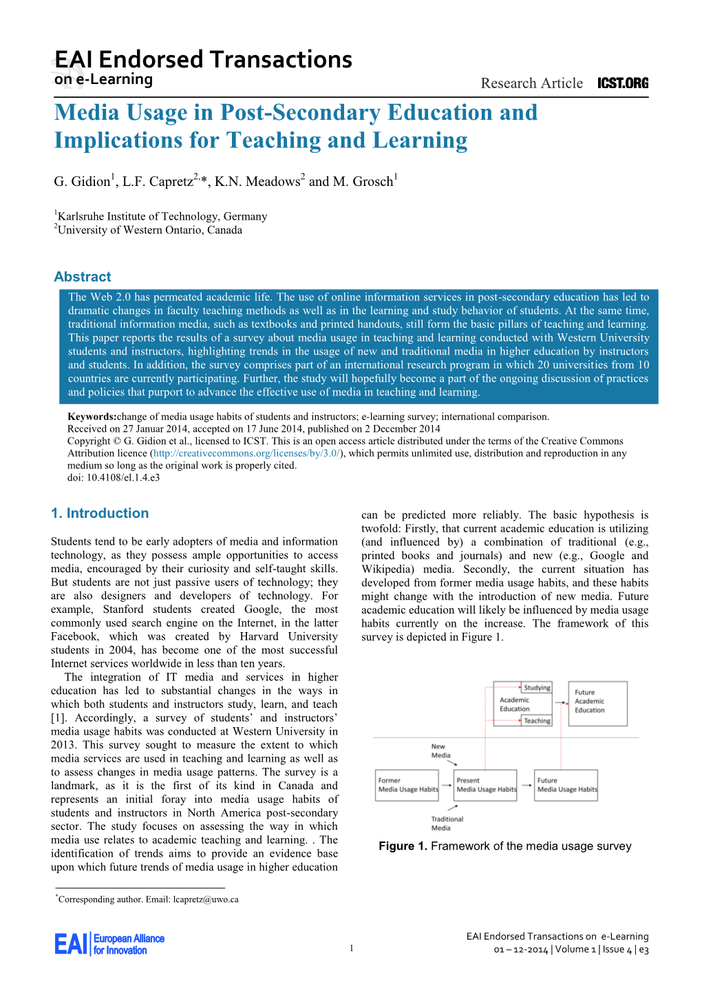 Media Usage in Post-Secondary Education and Implications for Teaching and Learning