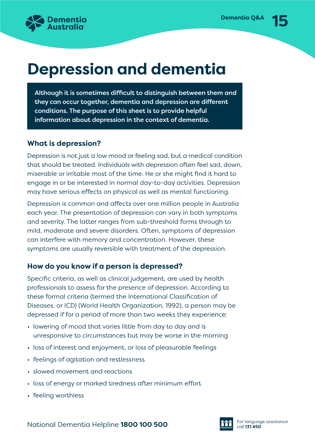 Depression and Dementia