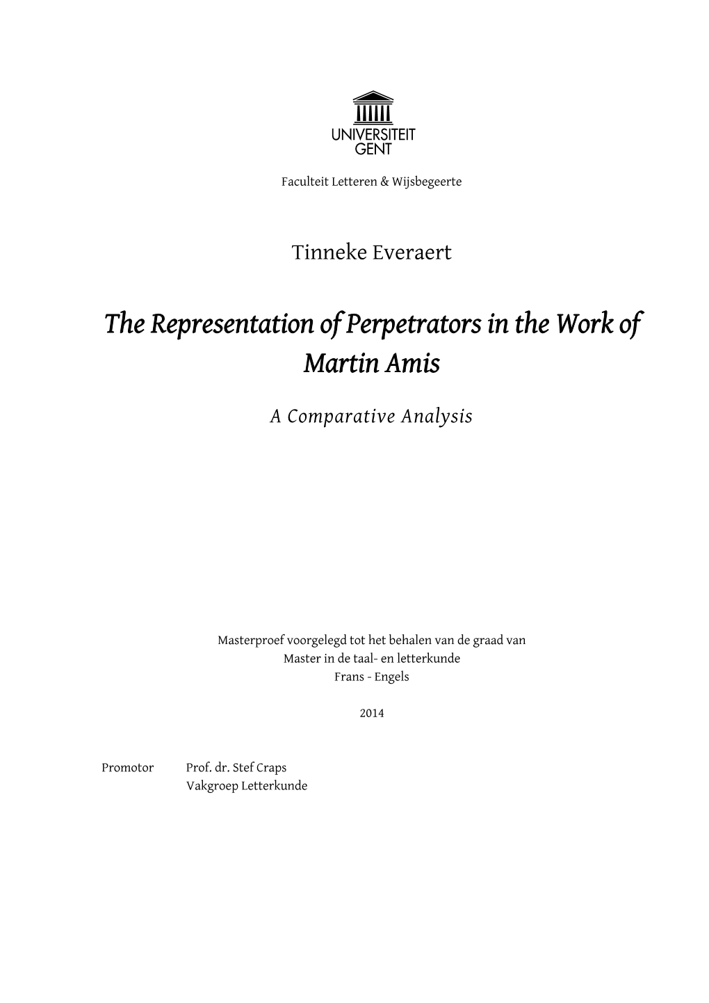 The Representation of Perpetrators in the Work of Martin Amis