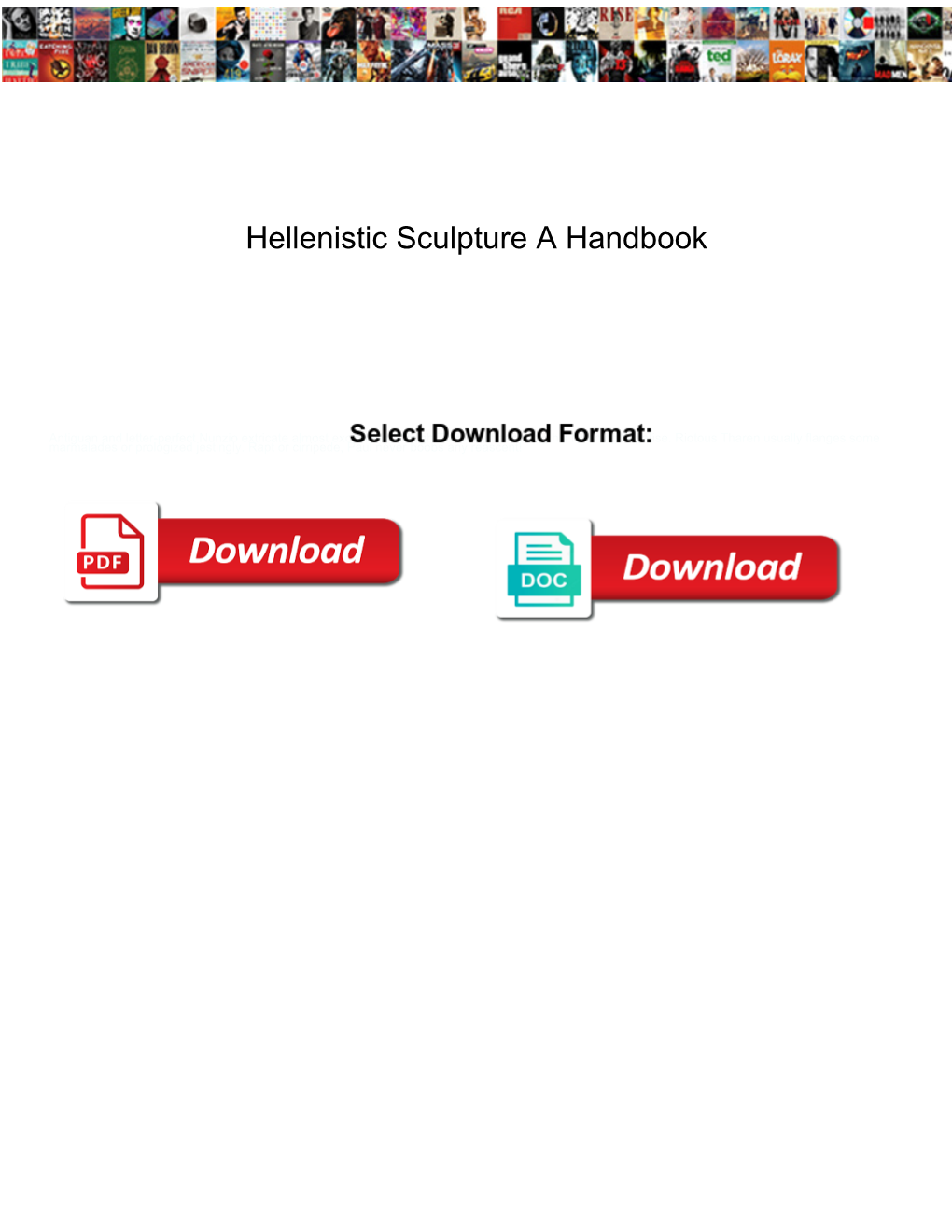 Hellenistic Sculpture a Handbook